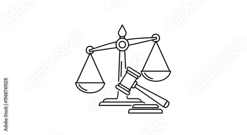 Law scale with gavel justice and law concept balance and judgment symbol legal system
