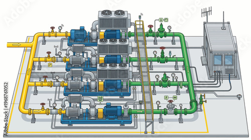 Industrial plant process system diagram.