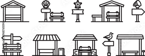 Various types of antique and modern seating furniture illustrations Vector