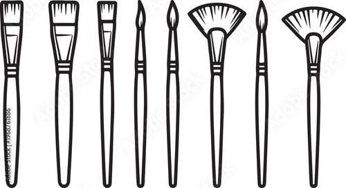 Variety of stylized kitchen knives with different blade and handle designs Vector