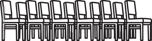 A minimalist seating arrangement with modern chairs in a row Vector