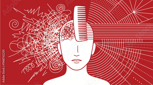 Mental Clarity Concept with Chaotic and Organized Mind Transition Representing Thought Processing Therapy and Cognitive Balance Illustration