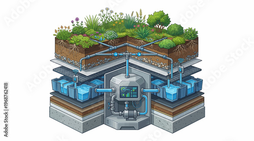 Smart farming technology with automated irrigation system.