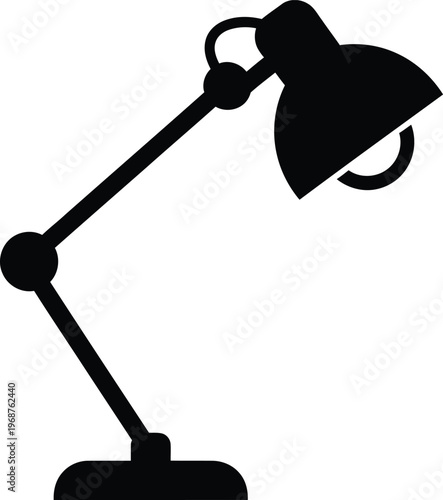 Silhouette adjustable desk lamp office equipment study light vector illustration