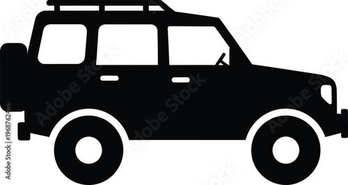 Silhouette adventure off road vehicle side profile travel transport vector illustration