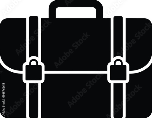 Silhouette classic business briefcase satchel bag school office work travel vector illustration