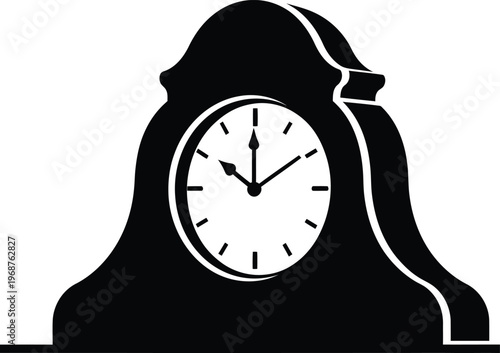 Silhouette classic vintage mantel clock time icon elegant design vector illustration