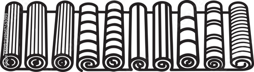 Close-up of black car tire with deep tread pattern on white background Vector