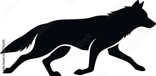 Silhouette elegant wild wolf animal predator wildlife nature symbol vector illustration