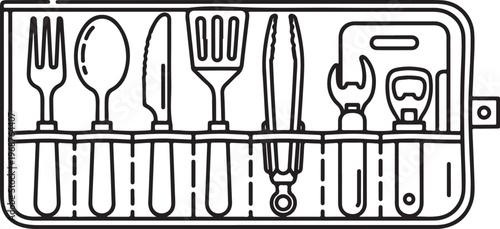 Hand-drawn sketch of musical instruments and devices on a shelf Vector
