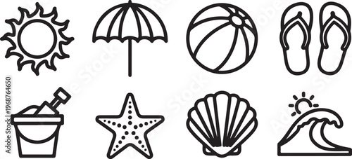 A collection of simple line drawings of various household items and symbols Vector