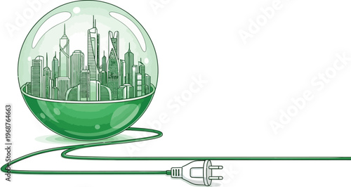Eco city in an egg a sustainable future concept illustration