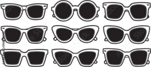 Line drawing sketches of abstract human faces with exaggerated proportions and features Vector