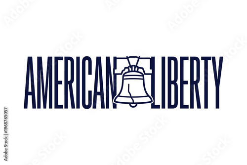 American Liberty Logo with Patriotic Typography and Liberty Bell Icon for 250th Anniversary of USA Independence Day Celebrations