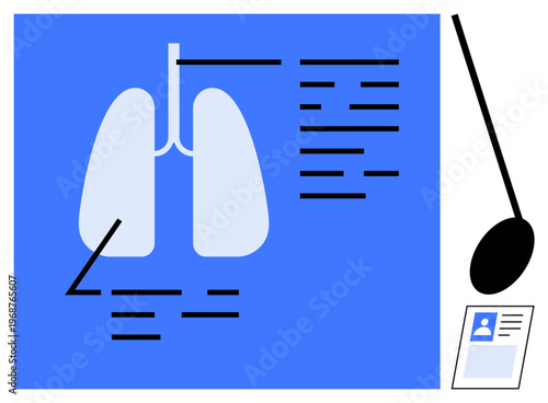 Medical analysis concept. Human lungs diagram highlighting health study and diagnostics. Medical professionals use medical analysis for patient records and assessments. Great for healthcare