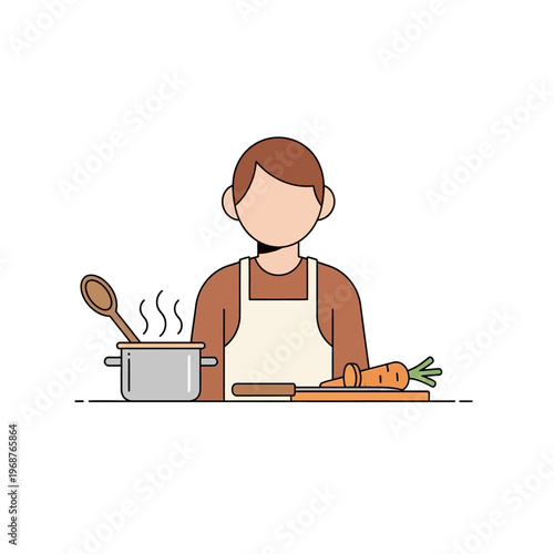 Person Cooking Healthy Meal with Fresh Carrot and Utensils