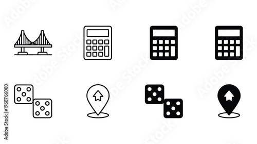A set of black and white icons for business and finance