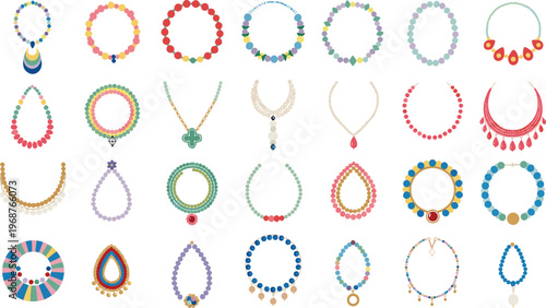 Collection of colorful beaded necklaces and bracelets