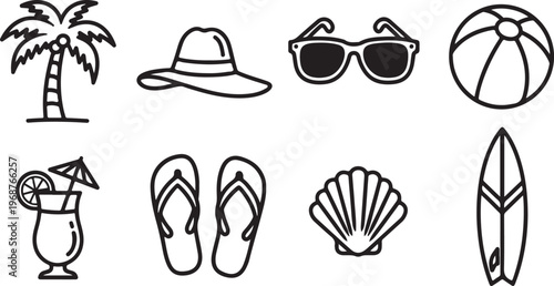 A collection of simple line drawings of various objects and symbols Vector