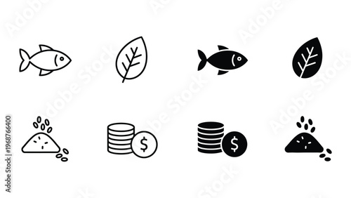 A collection of simple black and white icons on a white background