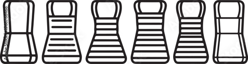 Modern minimalist dining chairs with vertical slat backs and simple design Vector