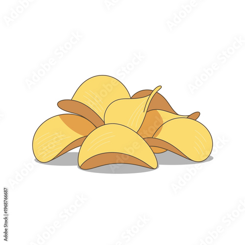 Crispy Potato Chips Pile Illustration