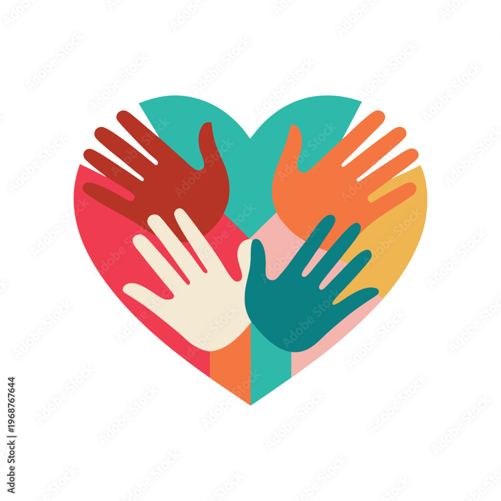 Fototapeta premium diversity hands forming heart vector