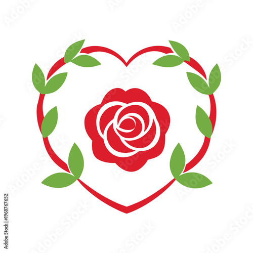 rose flower heart wreath vector
