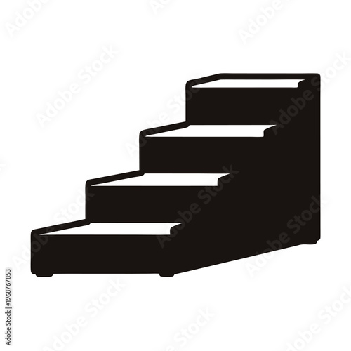 Simple black and white illustration of a four step staircase structure