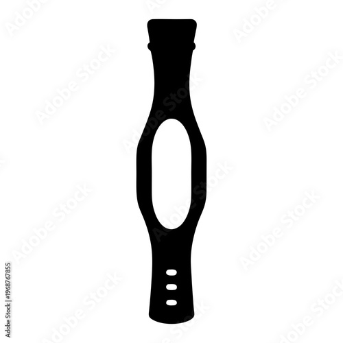 Black wearable fitness tracker or smart watch wristband with oval shaped screen