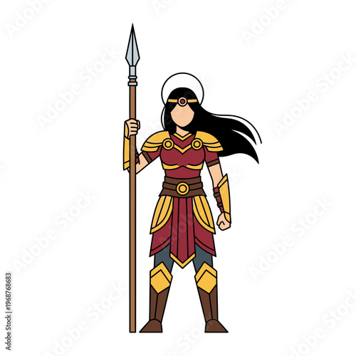 Warrior Woman Holding Spear, Female Knight Armor, Fantasy Heroine Character