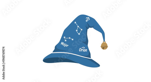 A blue wizard hat with white stars.