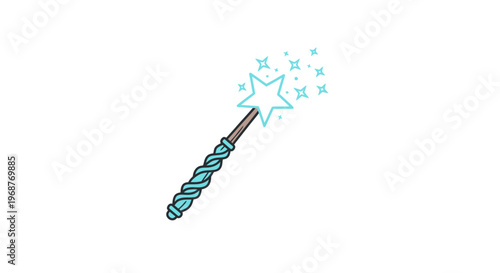 a blue magic wand with sparkles.