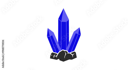 A cluster of blue crystals on black rock.