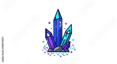 Vibrant cartoon crystal cluster illustration.