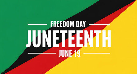 Juneteenth Freedom Day June 19 White Text on Pan African Flag Colors nineteen