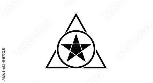 Geometric shapes forming mystical symbol.