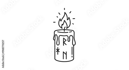 A lit candle with melting wax.