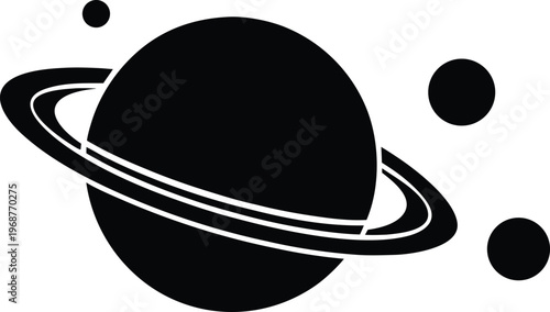 Solar system model silhouette vector art illustration