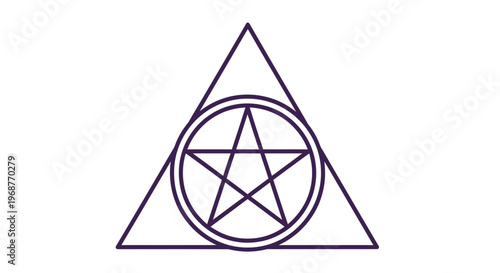 A purple pentagram symbol within a triangle.
