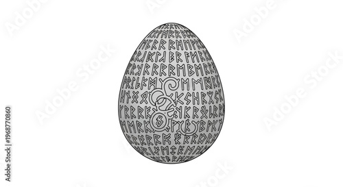 Intricate egg-shaped object with detailed patterns.