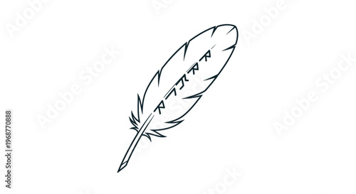 a single feather with decorative lines.
