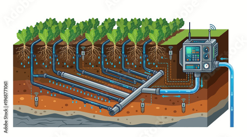 Subsurface irrigation system with controller.