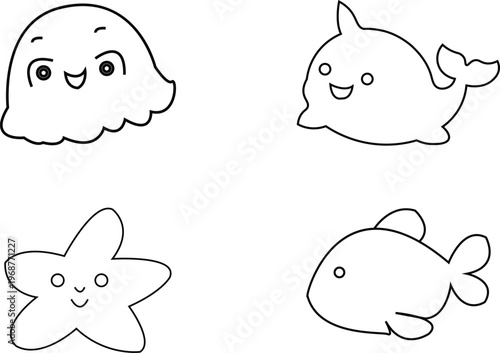 Minimal Fish Icon line Vector Design