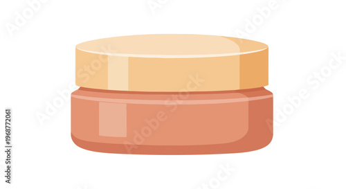 Flat illustration of a closed orange cosmetic jar with a yellow lid on a white background.