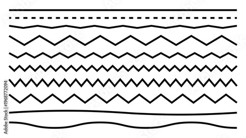 Horizontal Line Set Zig Zag Wavy Dashed Borders Vector Design Elements