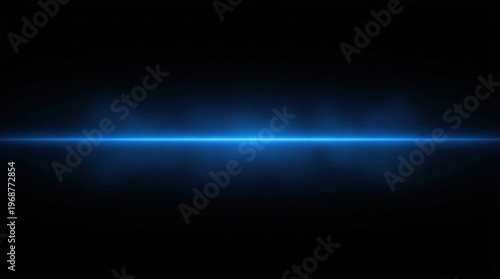 Glowing blue light beam on black.