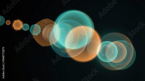 Glowing colorful transparent bokeh circles abstract.