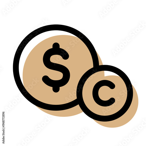 ドルとコインのアイコン（現金・資金管理）