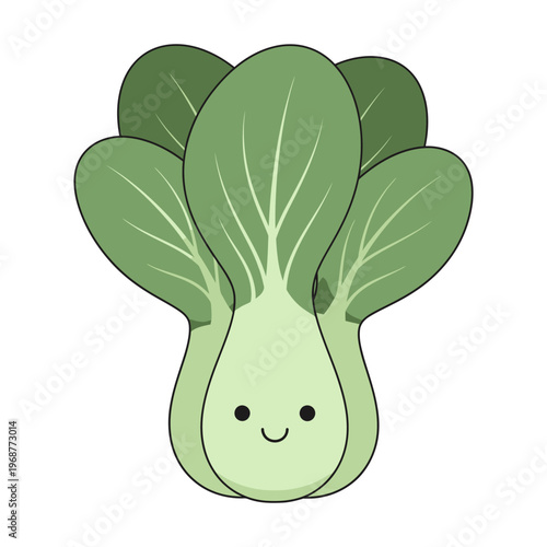 Cute Bok Choy Cartoon Character Smiling